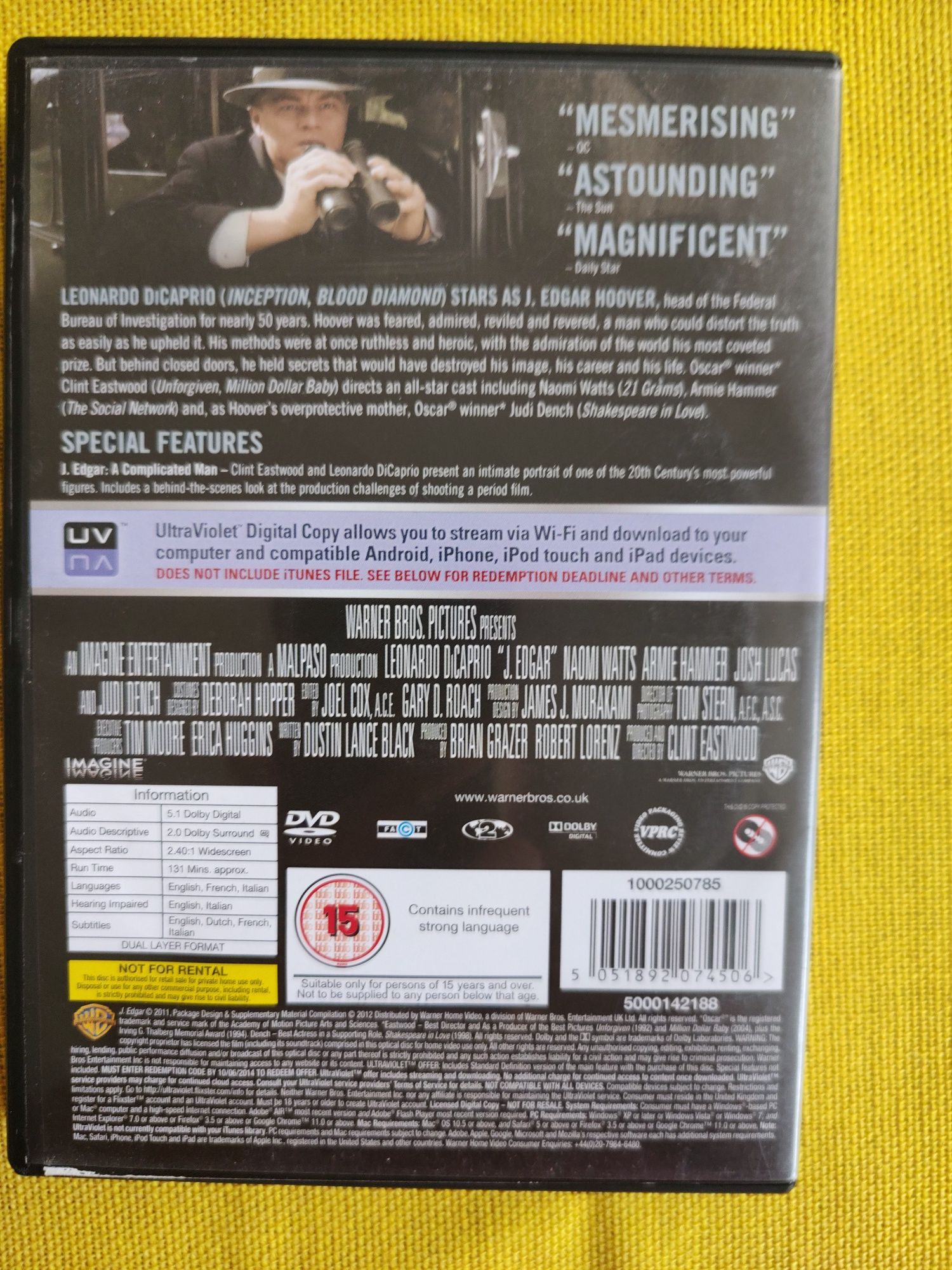 J.Edgar biograficzny.J.E.Hoover / DiCaprio/ po angielsku