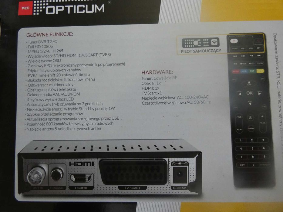 Dekoder optimum DVB T2/C PREMIUM BOXH.265