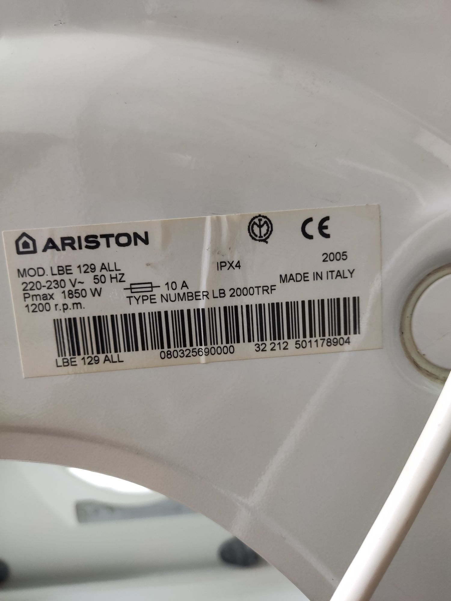 Peças máquina lavar roupa  Ariston LBE 129