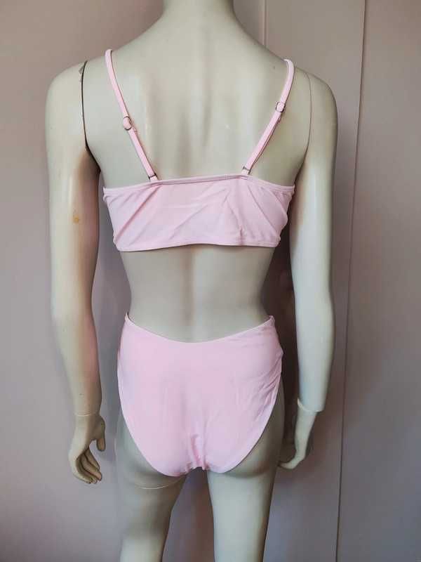 Nowy różowy wiązany kostium kąpielowy L (13)