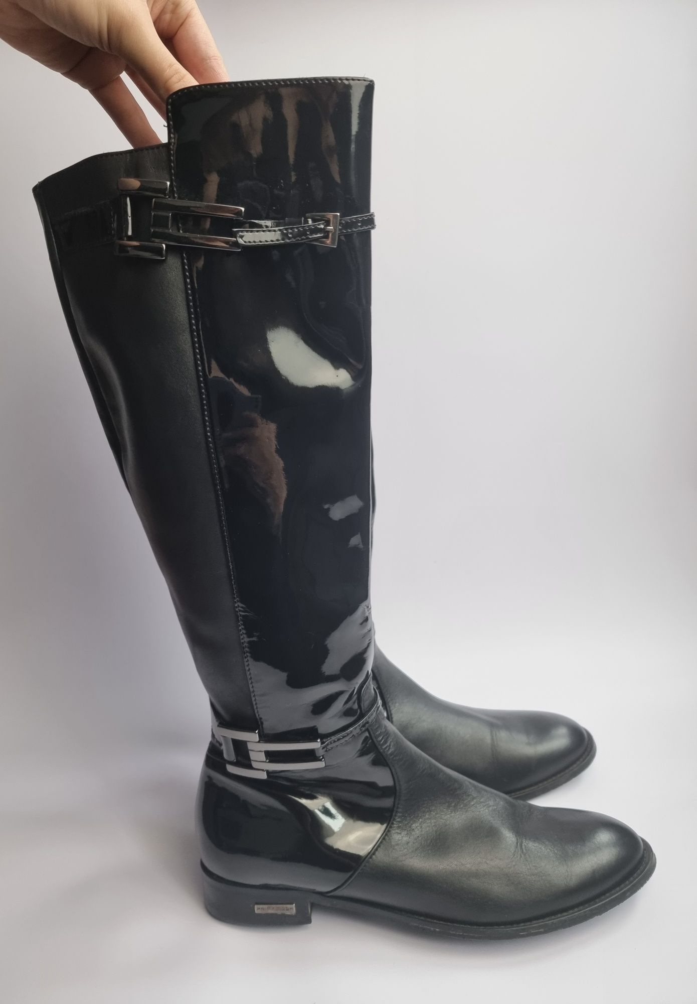 Buty czarne skórzane kozaki damskie zimowe rozmiar 40 Prima Moda