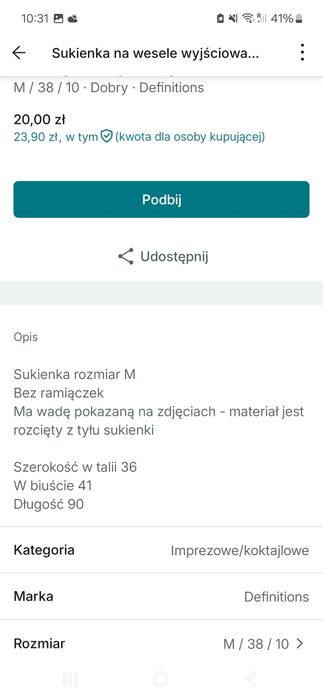Sukienka M definitions bez ramiączek na welese komunię studniówkę rand
