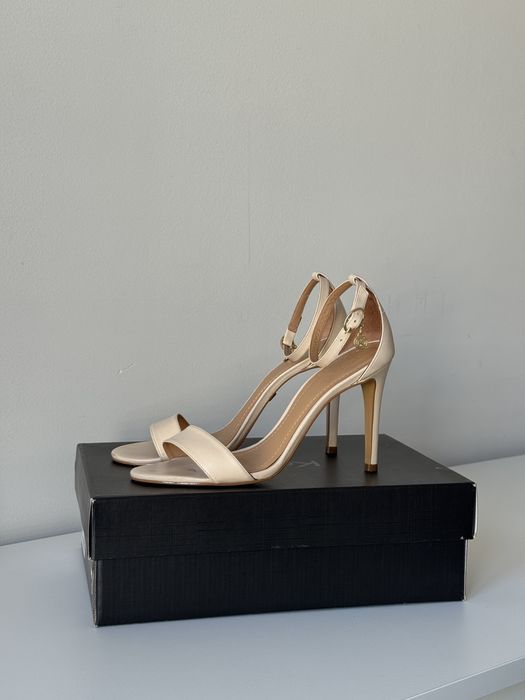 cieliste sandały szpilki na wysokim obcasie szpilki Kazar