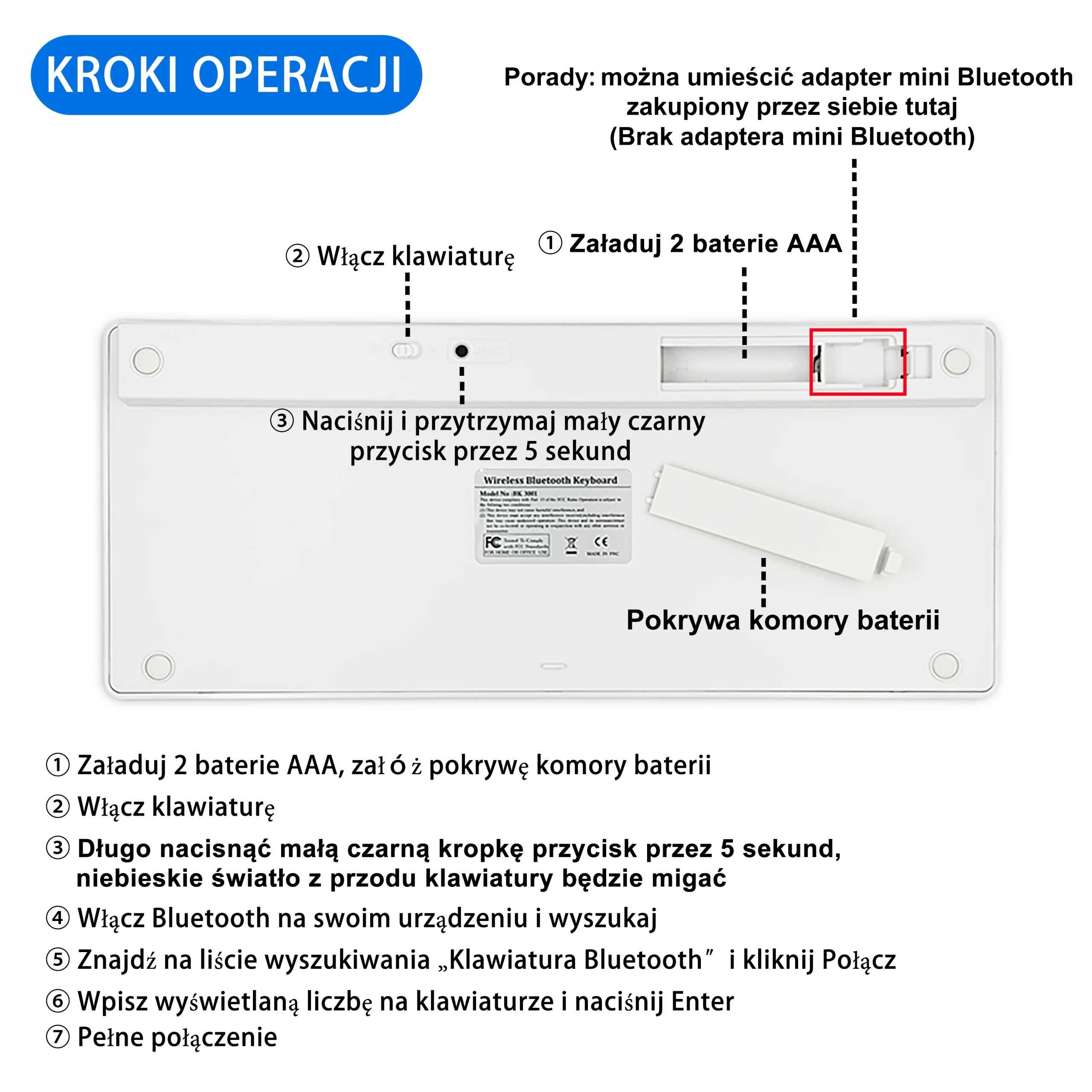 Klawiatura bezprzewodowa BLUETOOTH