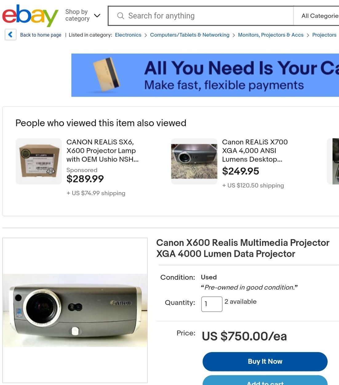 CANON X600 Видео Проектор