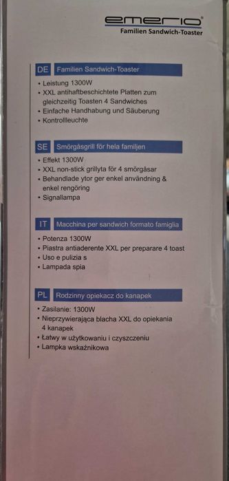 Opiekacz Emerio ST-111153 czarny 1300 W XXL