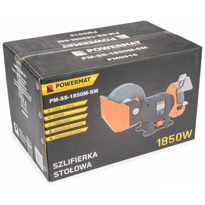 POWERMAT Szlifierka Stołowa 2x Kamień 1850w Na Sucho Mokro PM0916