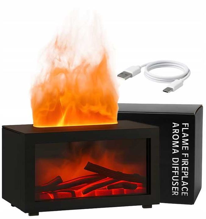 Nawilżacz Powietrza  Kominek Dyfuzor Olejków  LED RGB 7 Kolorów