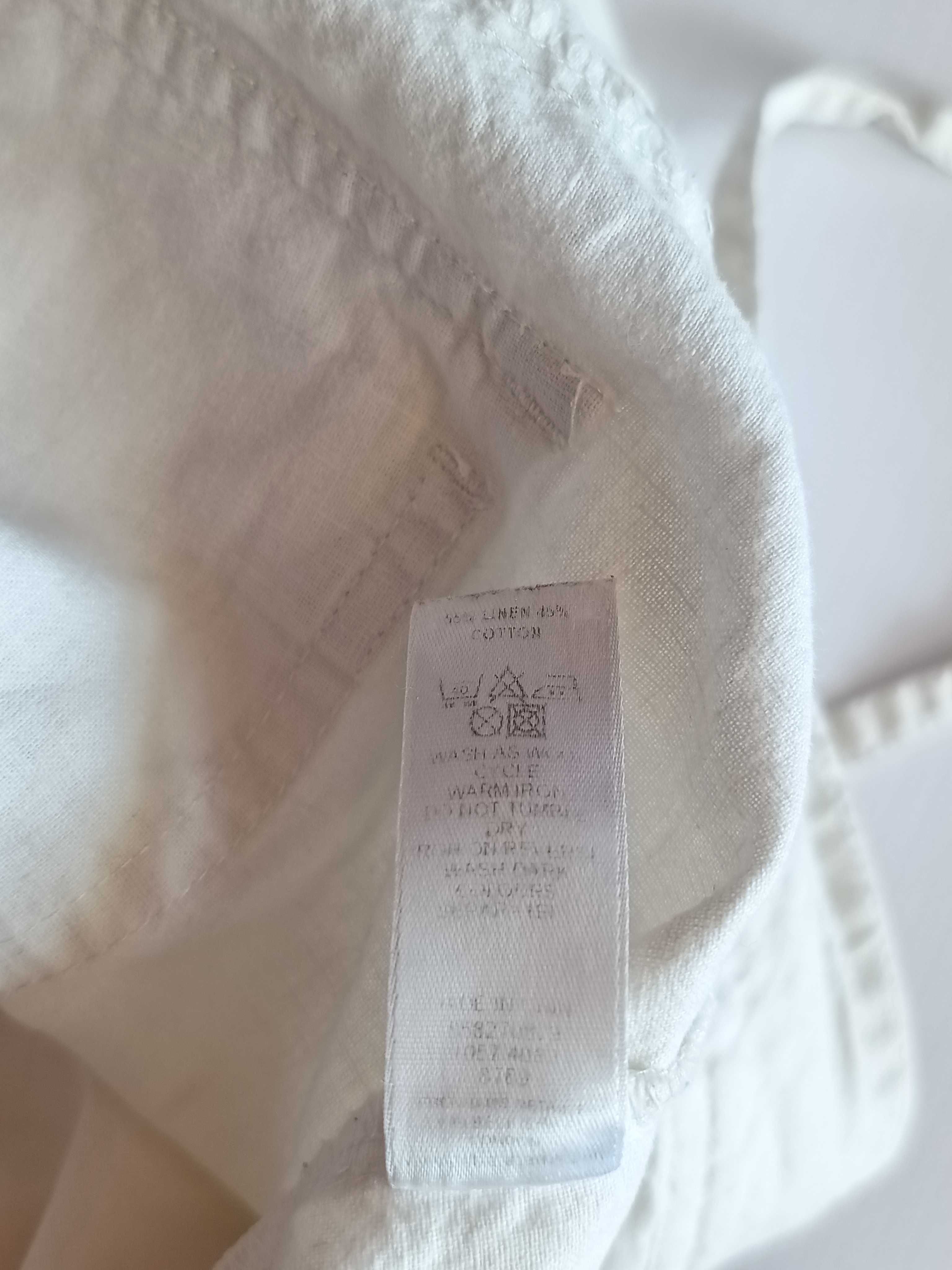 Białe spodnie chinosy gładkie lniane bawełniane  Casual Club 46 3XL