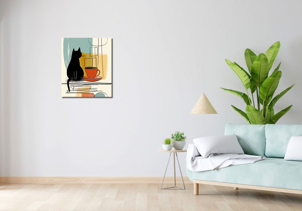 Obraz 50x60cm Kot i Kawa