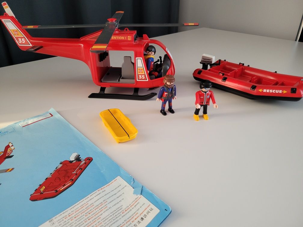 Zestaw Playmobil ratunkowy. Rescue helikopter, motorówka, ponton