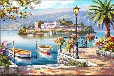 Obraz Na Płótnie 120cm x 80cm  Łódki Miasto Prezent