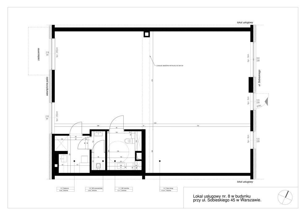 Lokal Mokotów -Stegny 128 m2 ul . Sobieskiego