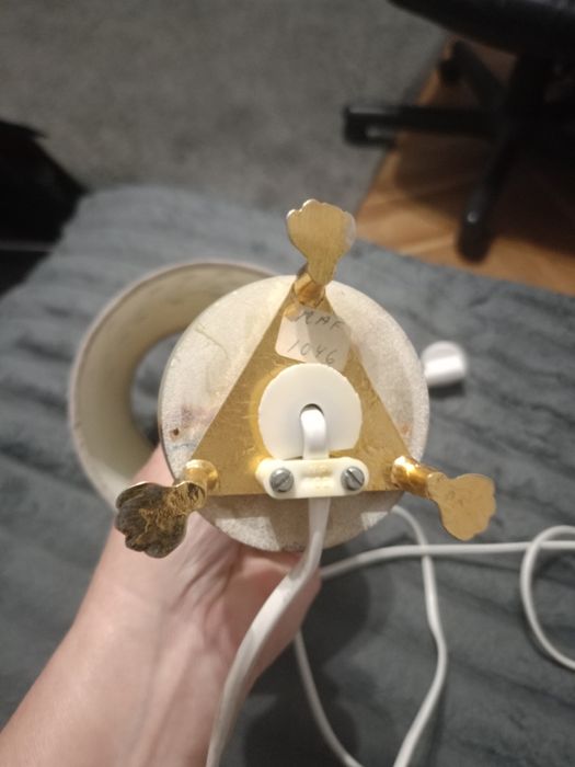 Piękna lampa onyks mosiądz metal z przełącznikiem vintage Szwecja