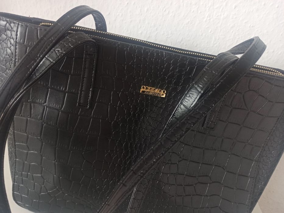 Torebka NOWA Shopper CORRADO MARTINO Gdynia Croco Mat Czarna