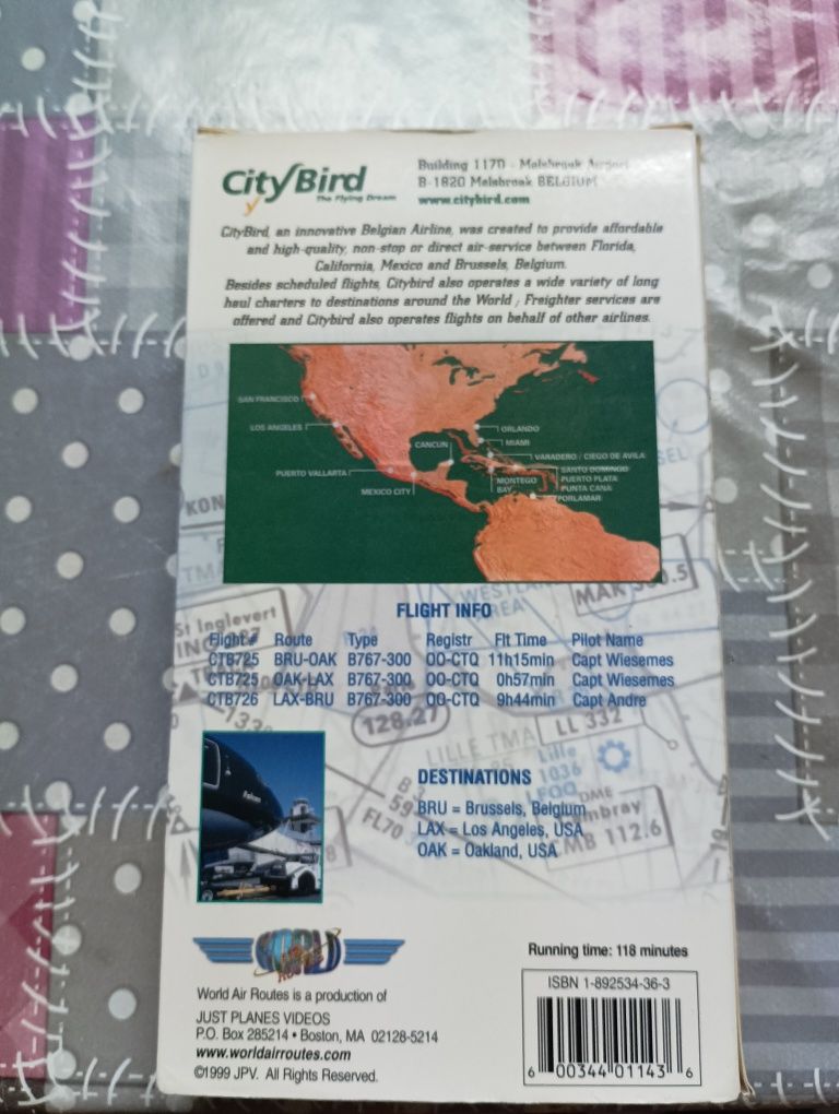 Cassete VHS Air Routes CityBird Boeing 767-300
