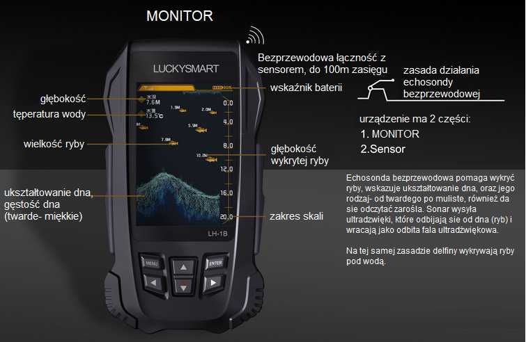 najnowsza bezprzewodowa ECHOSONDA LH-1B LUCKY