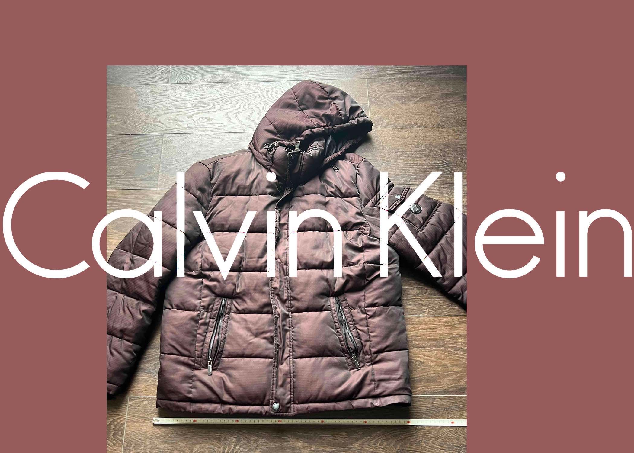 Ciepła puchowa kurtka Calvin Klein bordowa błysk męska USA rozmiar L