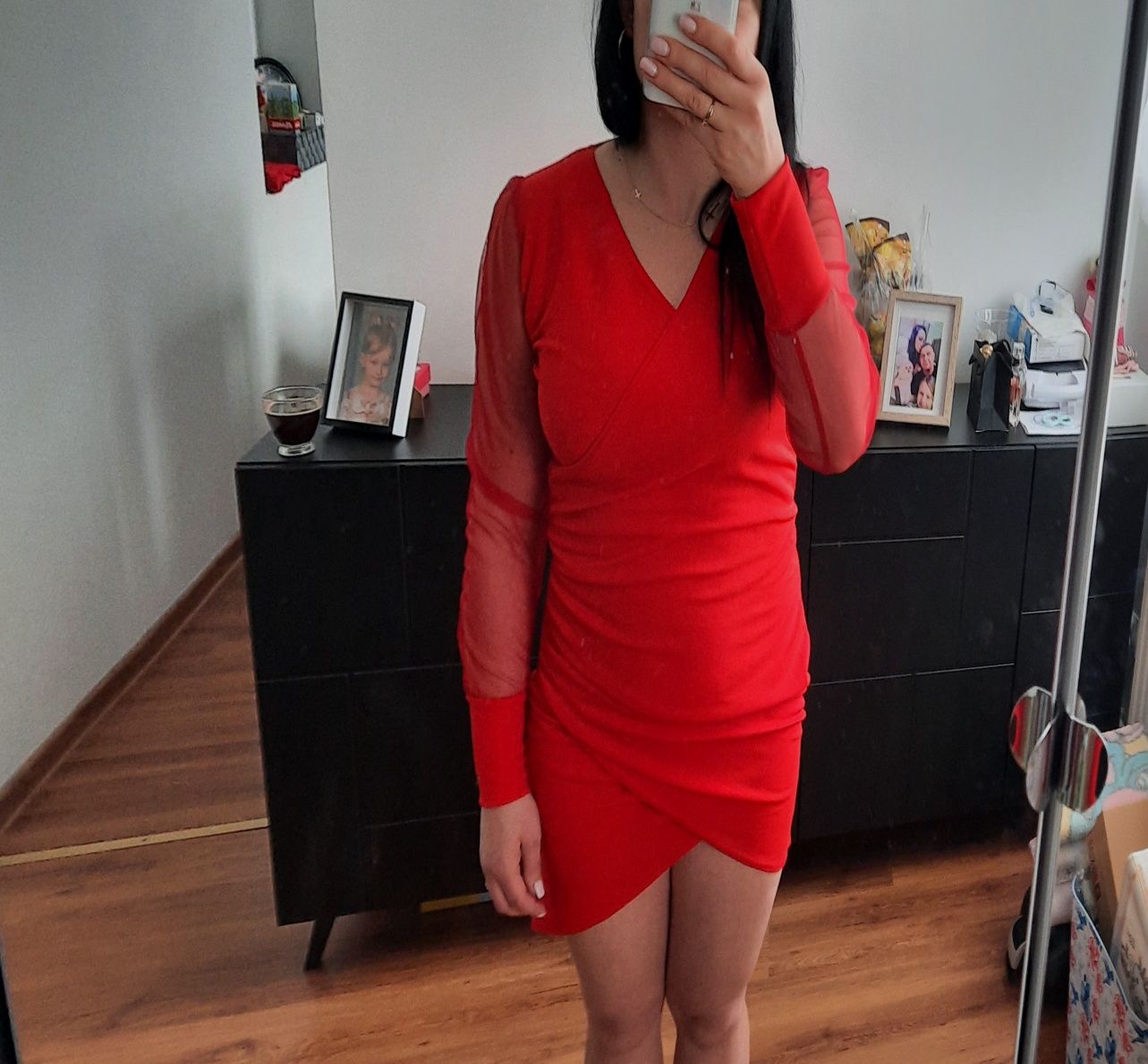 Czerwona sukienka damska, rozmiar S