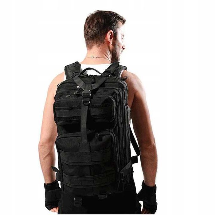 NOWY Plecak 28L ⇒ Wojskowy Turystyczny Militarny Survival Czarny MOLLE