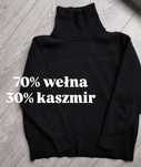 Czarny wełniany sweter wełna & kaszmir golf H&M damski z kaszmirem L