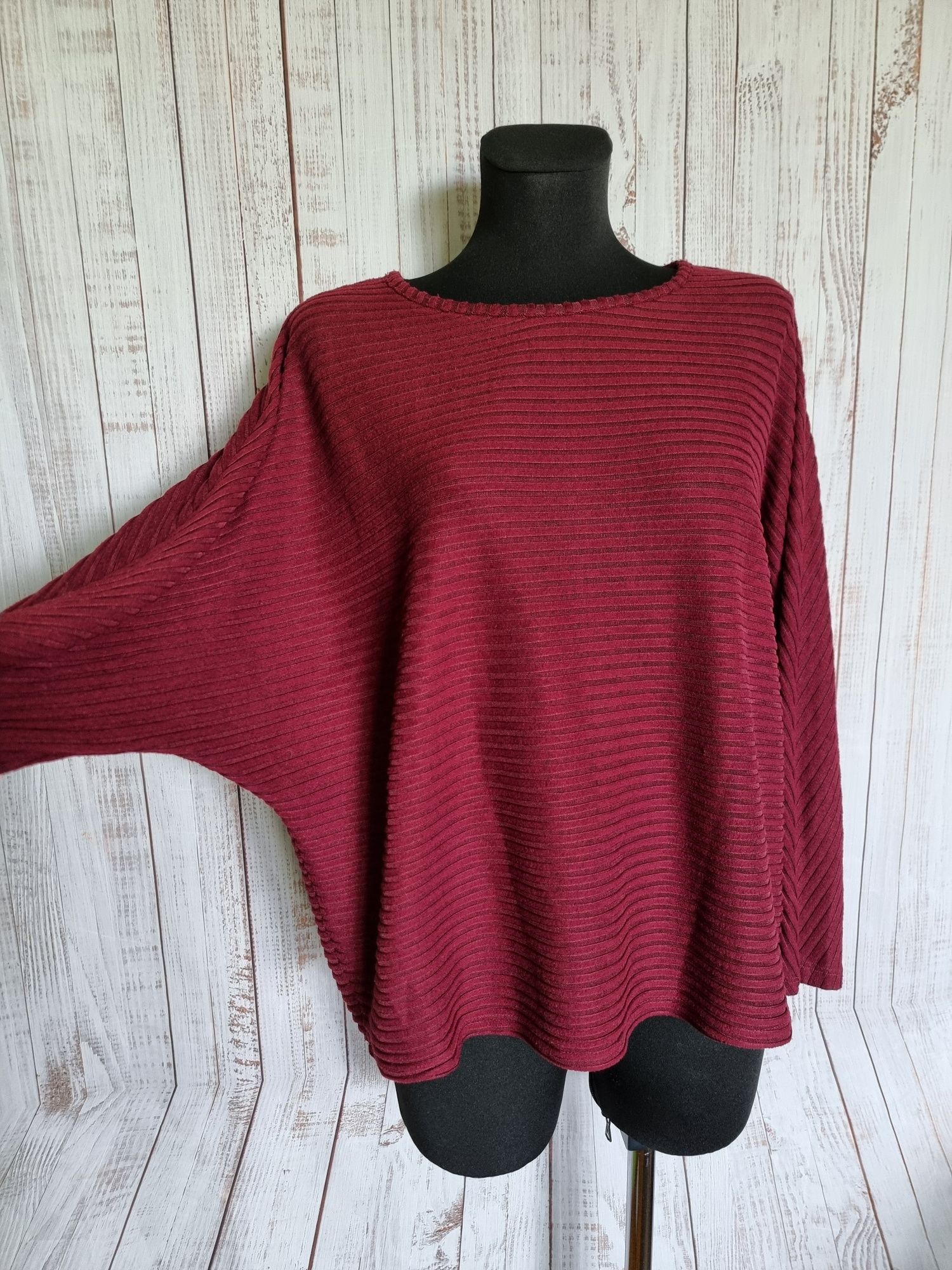Bordowa bluzka nietoperz L 40