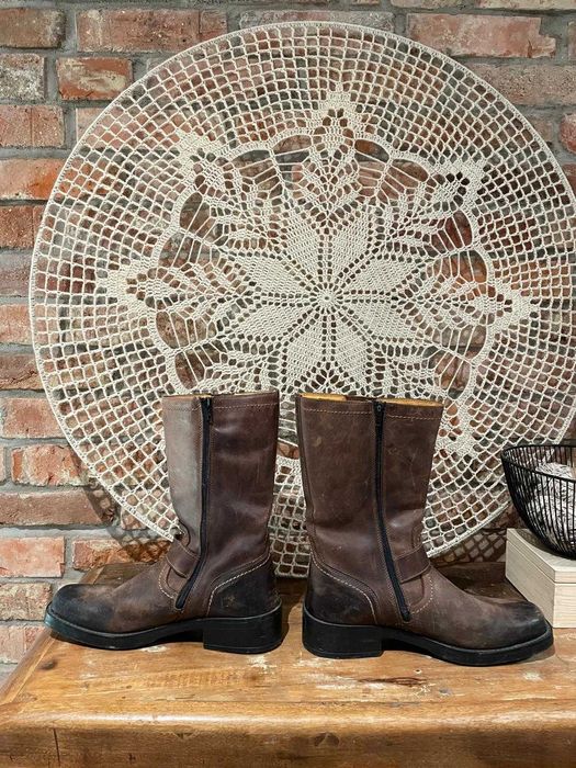 Męskie buty motocyklowe kowbojki skóra naturalna vintage rozmiar 43