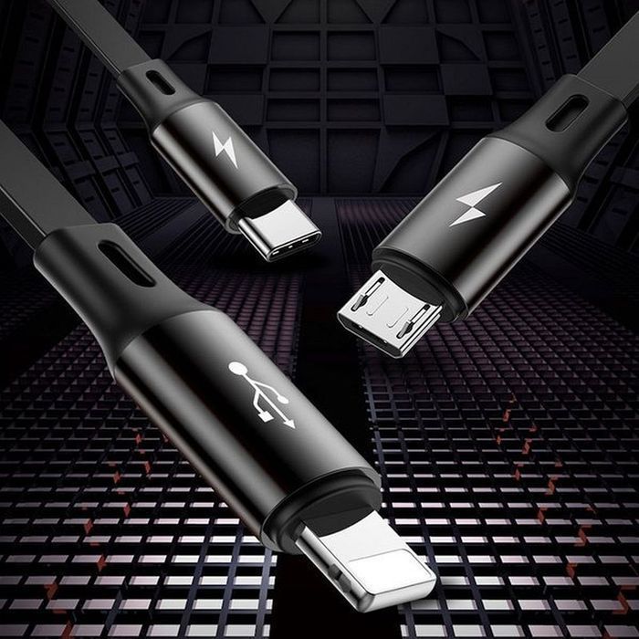 BASEUS kabel zwijany 3w1 USB A do Micro USB / Lightning / Typ C 3,5A