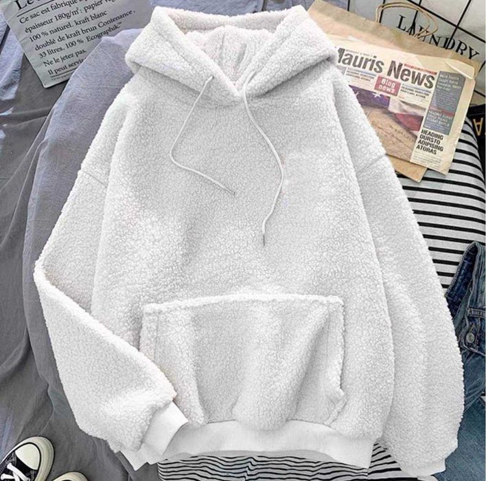 Теплий пухнастий худі тедді баранчик хутряна кофта кенгуру з капюшоном