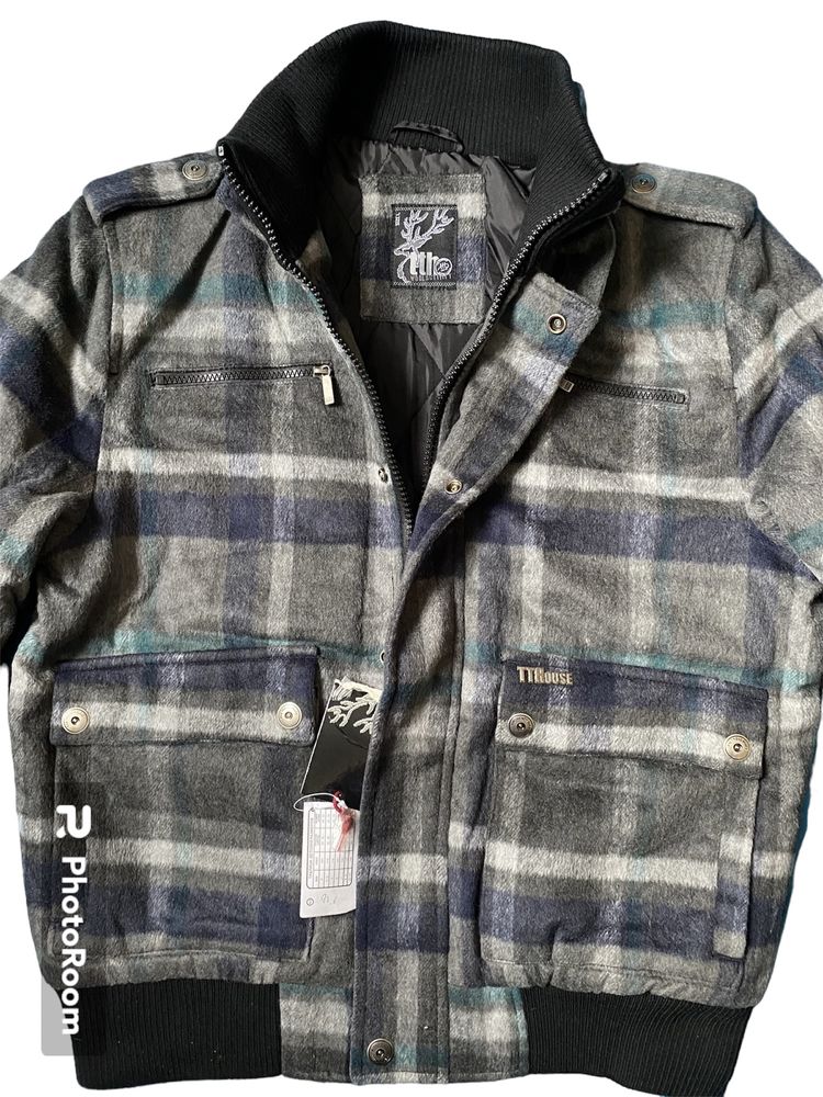 Męska zimowa kurtka w krate L XL