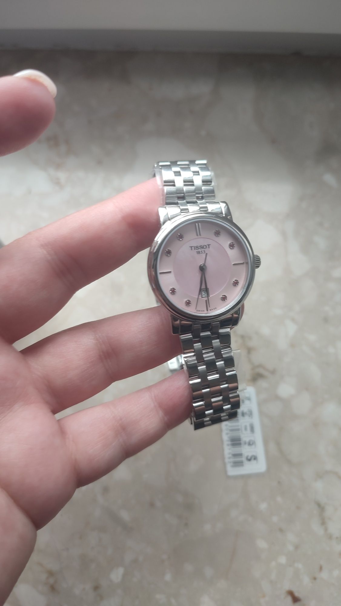 Tissot zegarek Carson Premium Lady różowy kwarcowy bransoleta srebrny