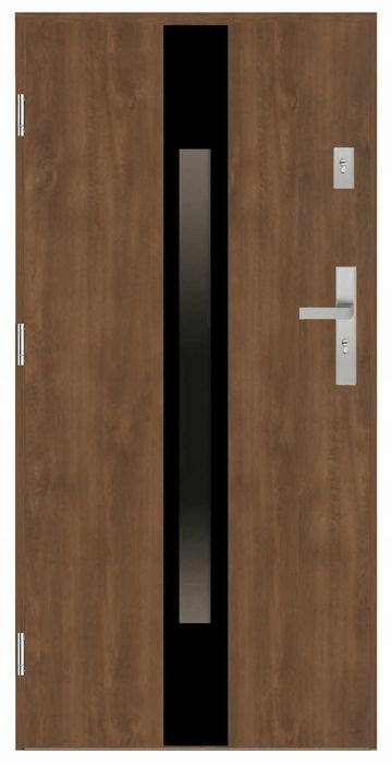 Drzwi zewnętrzne 68mm GI28 BLACK antracyt/orzech/złoty dąb 90 L LUB P
