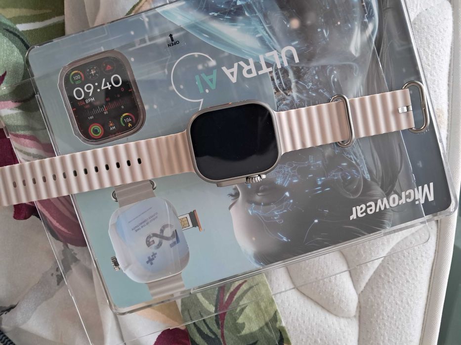 Smartwatch ecrã amoled + 5 braceletes e capa protetora