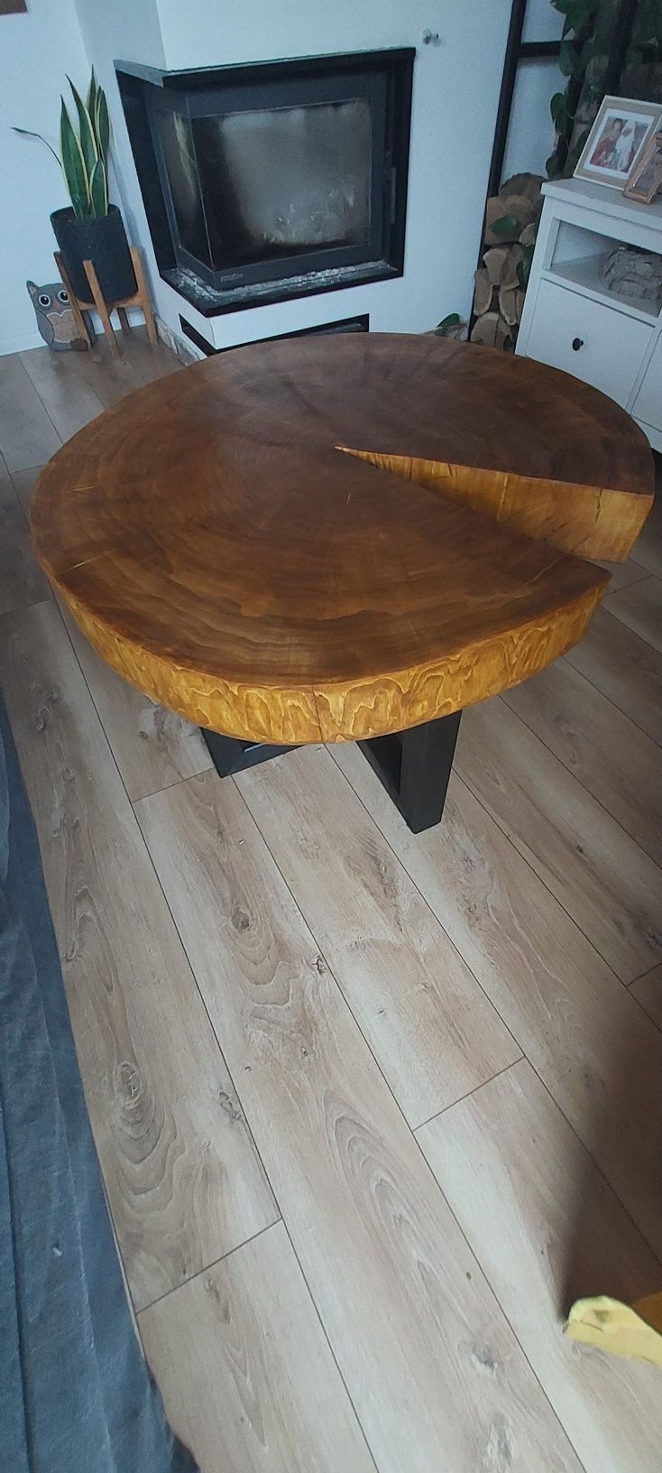 Stolik kawowy, plaster drewna typu loft, nowy