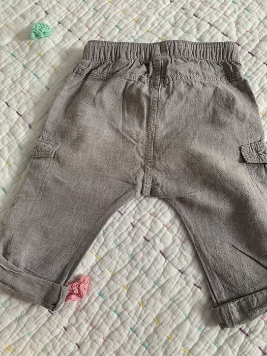 Bawelniano-lniane spodnie H&M 86