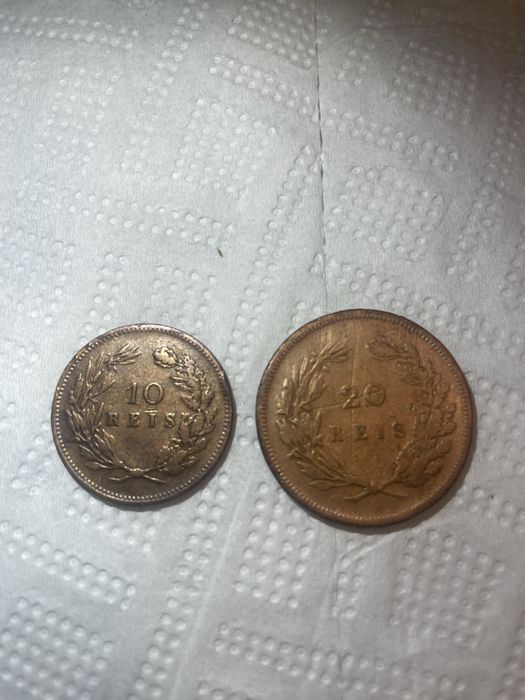 Moedas 10 e 20 reis 1892