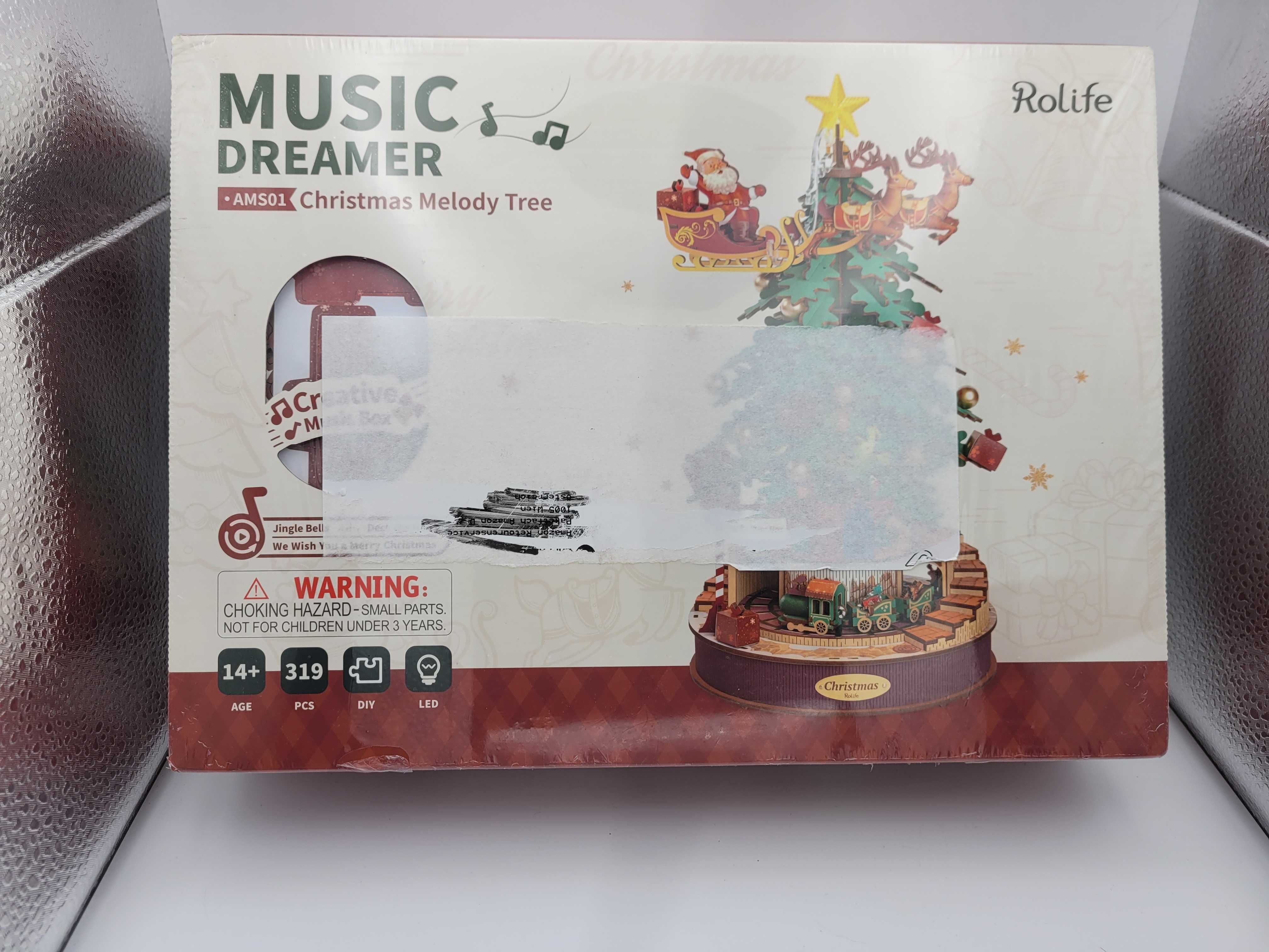 Puzzle 3D pozytywka z choinką drewno 319 elementów DIY