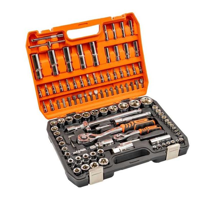 Zestaw 108 częściowy kluczy nasadowych 1/4″ i 1/2″ GROSLEY