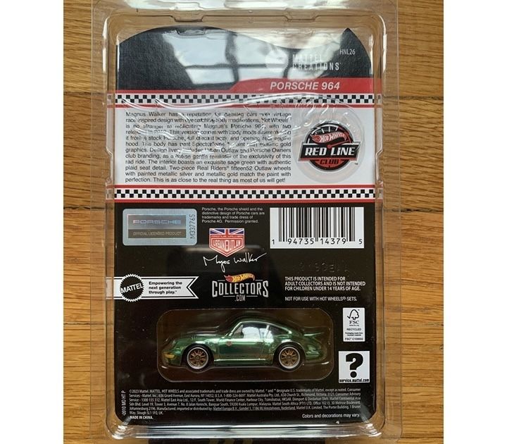 Hot Wheels RLC Porsche 911 964 Magnus Walker Urban Outlaw Green Spectr