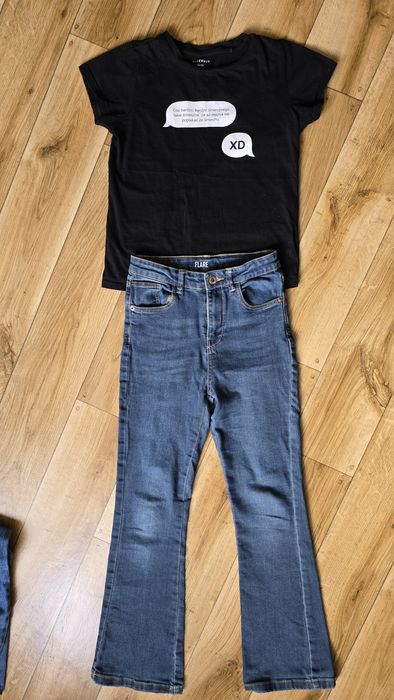 Zestaw jeansy + t-shirt dla dziewczynki 146