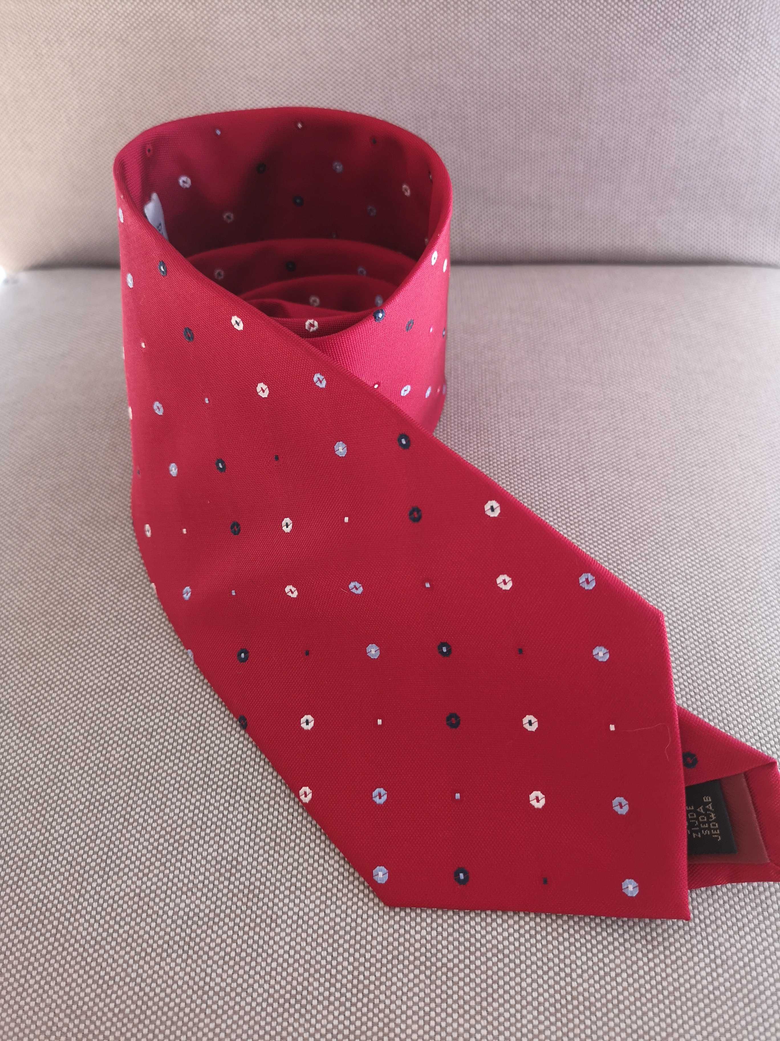paolo negrato czerwony jedwabny krawat 100% jedwab