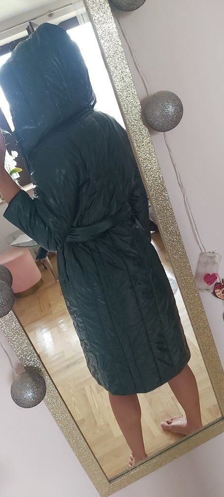 Plaszcz mosquito  z kapturem midi wiazany szlafrokowy kurtka