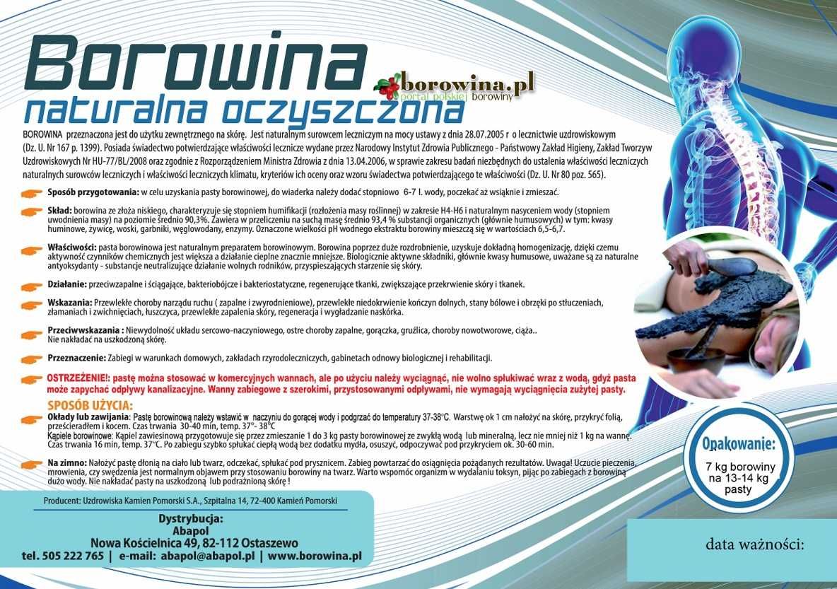 Drobna oczyszczona borowina na 14kg pasty kąpiele okłady ból reumatyzm