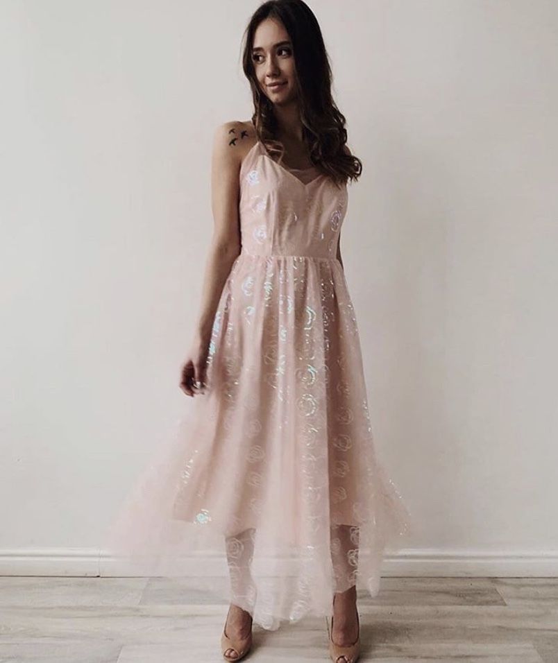 Вечернее платье нежно-розового цвета с открытой спиной размер XS-S