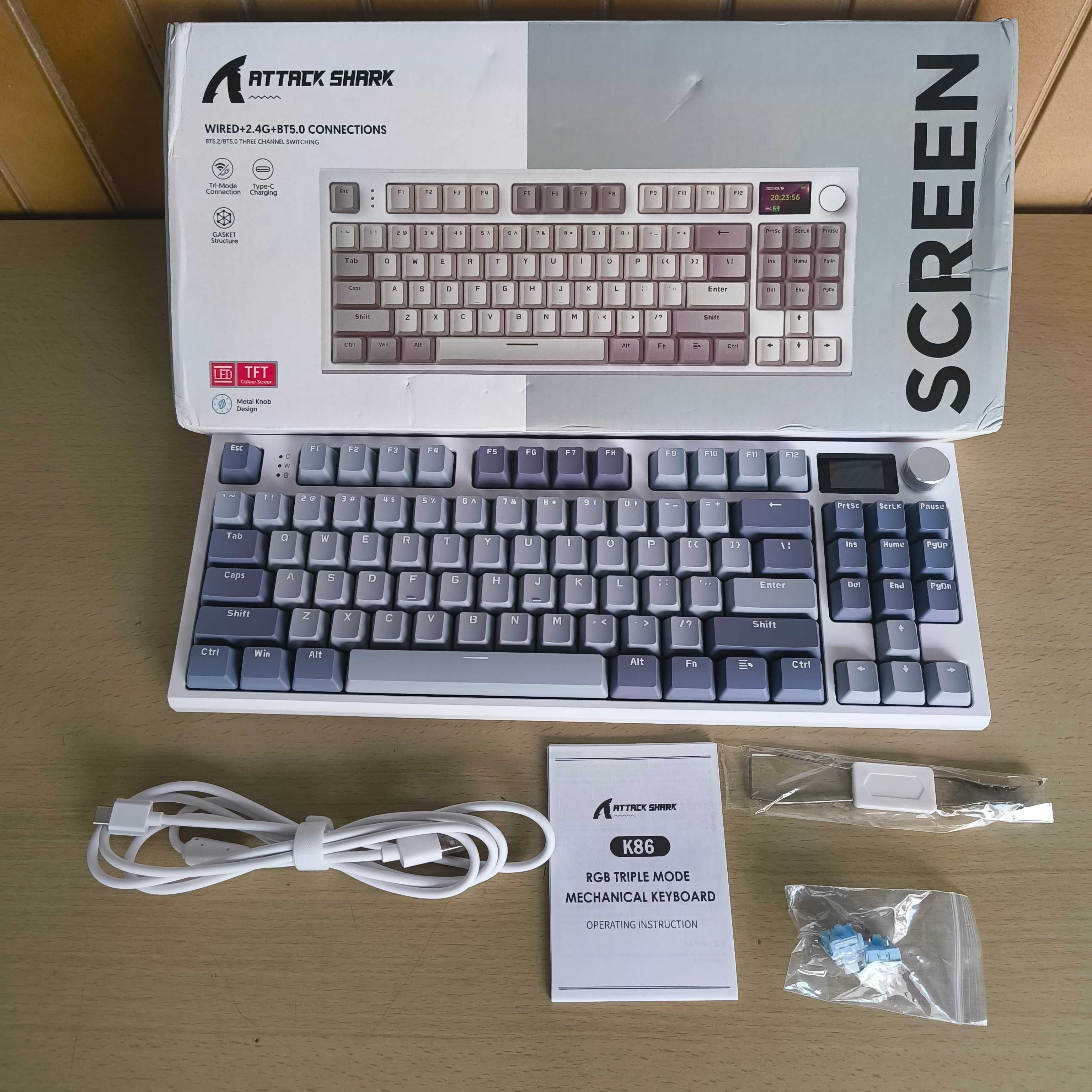 Teclado Mecânico Sem Fios Attack Shark K86 RGB