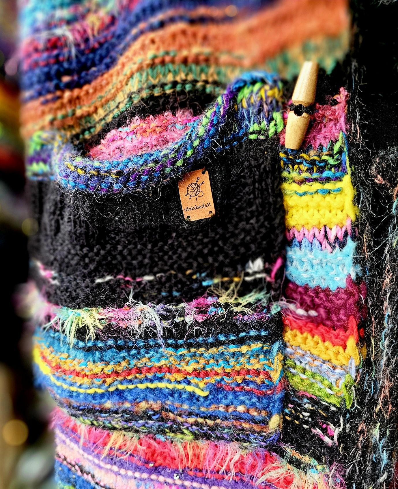 Długi kardigan płaszcz sweter rękodzieło handmade