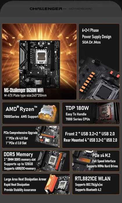 Материнська плата Maxsun B650M WIFI DDR5 AMD Ryzen AM5