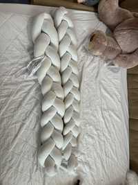 Бортики косички білі велюрові 120 см