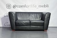 Шкіряний диван - двійка / Чорний диван / Шкіряні дивани / меблі