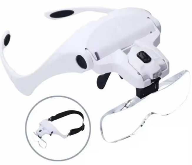 Óculos Lupa 5 lentes intercambiáveis (1,0X, 1,5X, 2.0X, 2,5X, 3,5X)